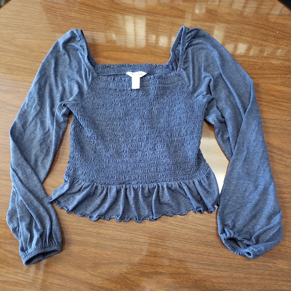 Arizona Jean Co Square Neck Long Sleeve Cropped Blouse- Size L